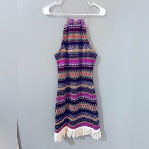 NWT Emery Rose sleeveless embroidered tassel dress size small fringe bottom